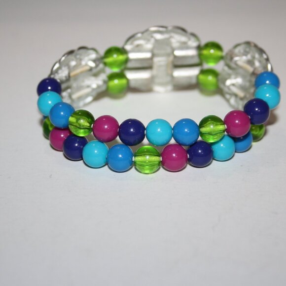 Beautiful silver and colorful beaded Chico's Bracelet with flowers 7" - Picture 3 of 5